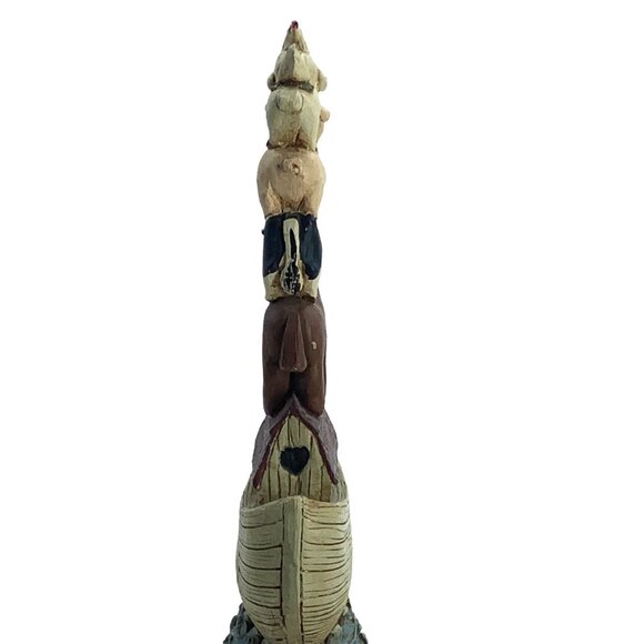 Vtg JS 1992 Noah's Ark Stacked Animals Nursery Primitive Decor RARE Earthenware - Picture 6 of 8